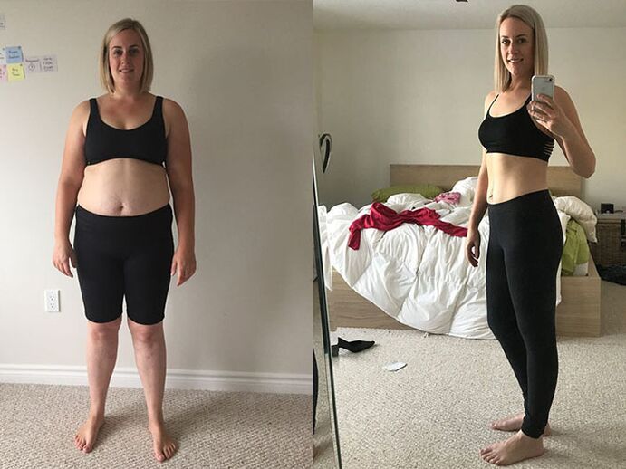 Före och efter extrem viktminskning på en vecka hemma